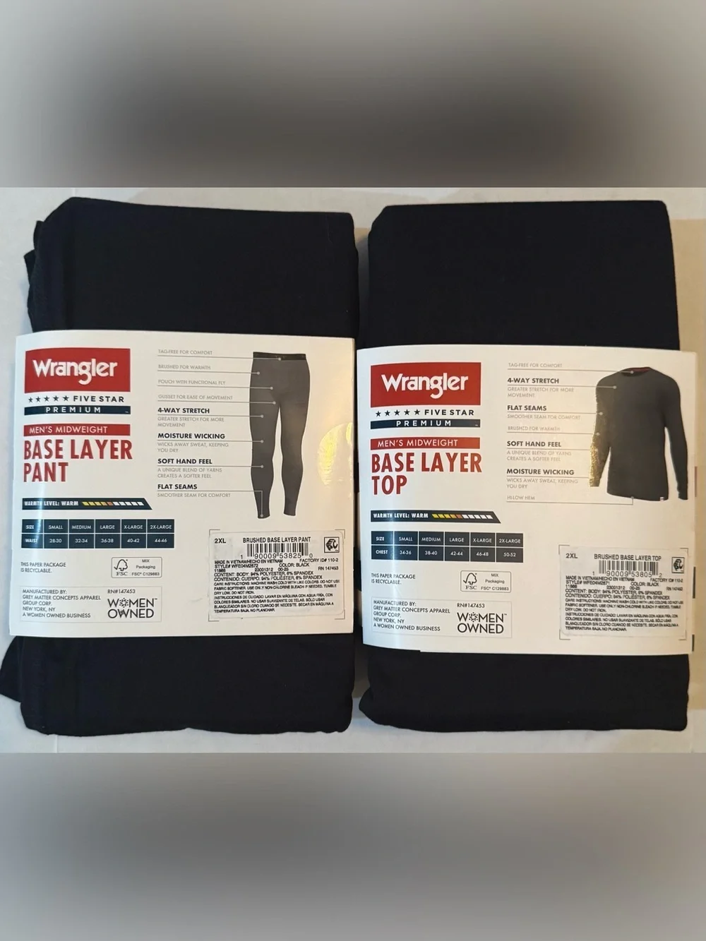 Wrangler Men's Brushed Performance Base Layer Pant & Base Layer Top , 1 Pack ea